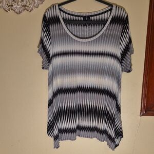 Cynthia Rowley Monochrome Patterned Short Sleeve Top